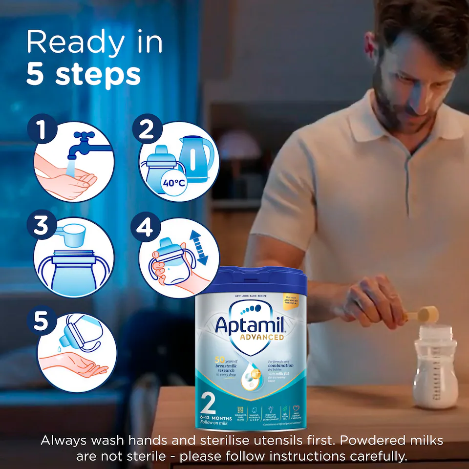 Aptamil Advanced 2 Follow On Baby Milk Formula Powder, 6-12 Months, 800g